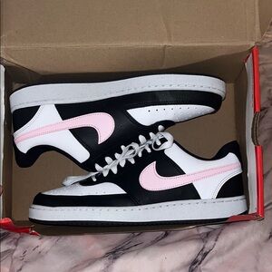 Nike black white and pink sneakers